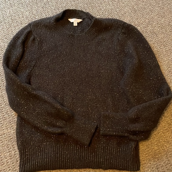 Time and Tru Women’s Mock Neck Sweater Tunic Long Sleeves Black metallic black - Picture 5 of 7